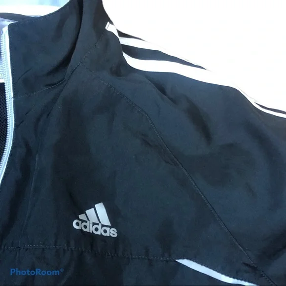 ADIDAS three stripe black lightweight track jacket - Picture 3 of 6
